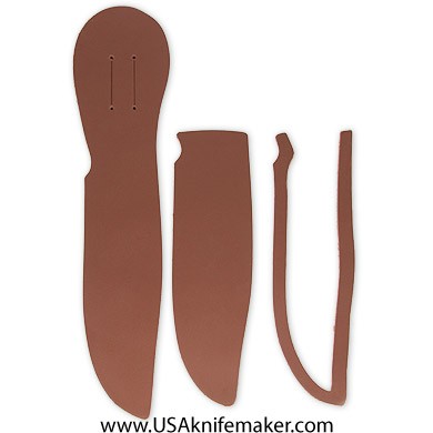 Sheath Kit #4 - Leather - for knives with blades up to 1 1/4” wide by 6" long- Brown Leather