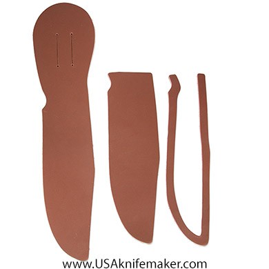 Sheath Kit #5 - Leather - for knives with blades up to 1 1/4” wide by 8" long- Brown Leather